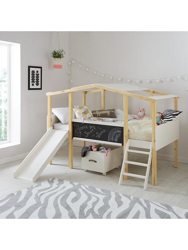 Pixie Mid Sleeper Bed With Slide And, Kids Bunk Bed With Slide And Stairs Uk