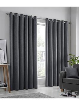 Product photograph of Fusion Strata Dim-out Eyelet Curtains from very.co.uk