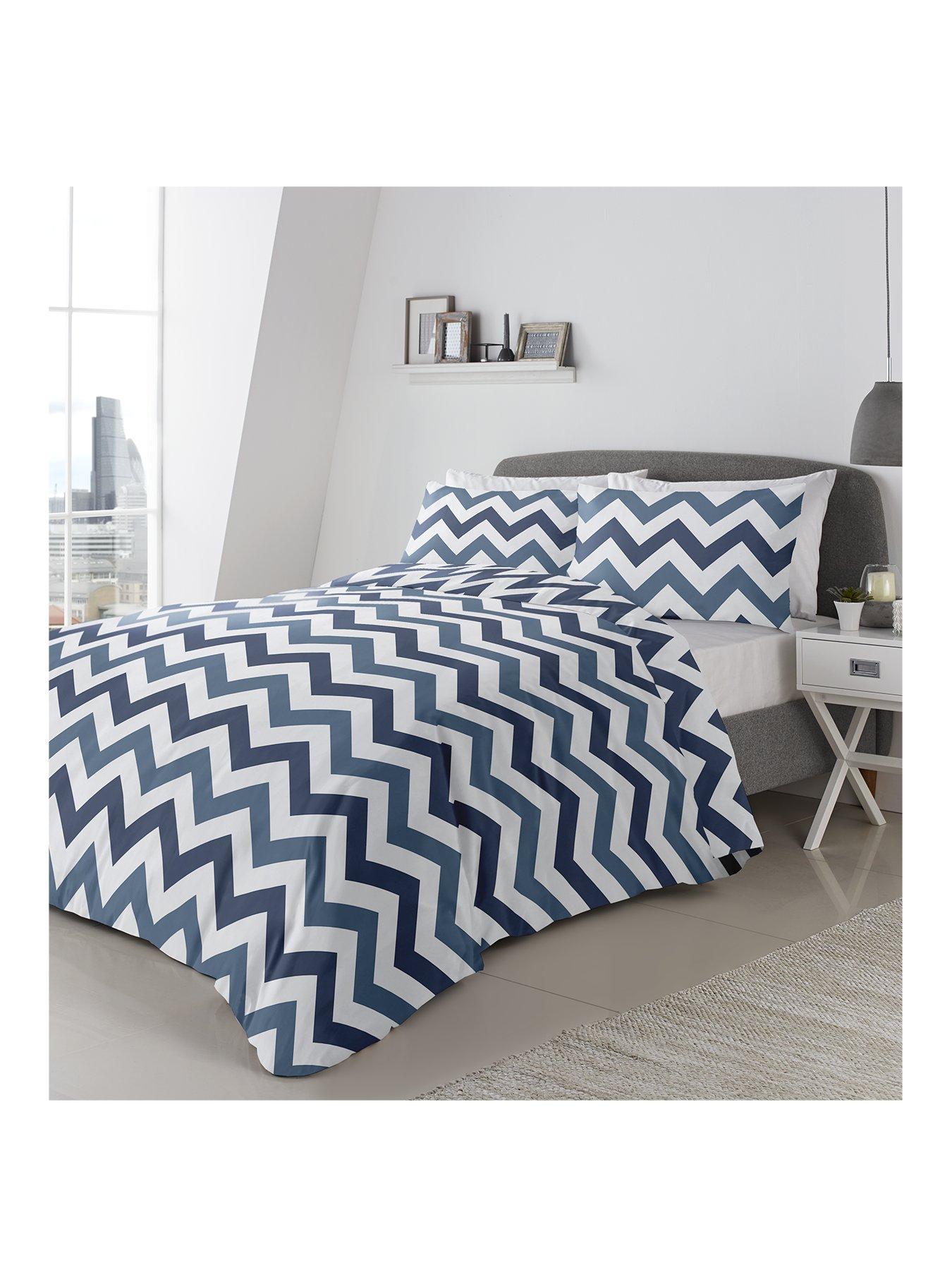 Fusion Chevron Duvet Cover Set Blue Very Co Uk