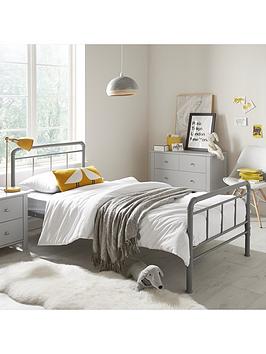 Product photograph of Everyday Freddie Children S Metal Single Bed Frame - Grey - Bed Frame Only from very.co.uk