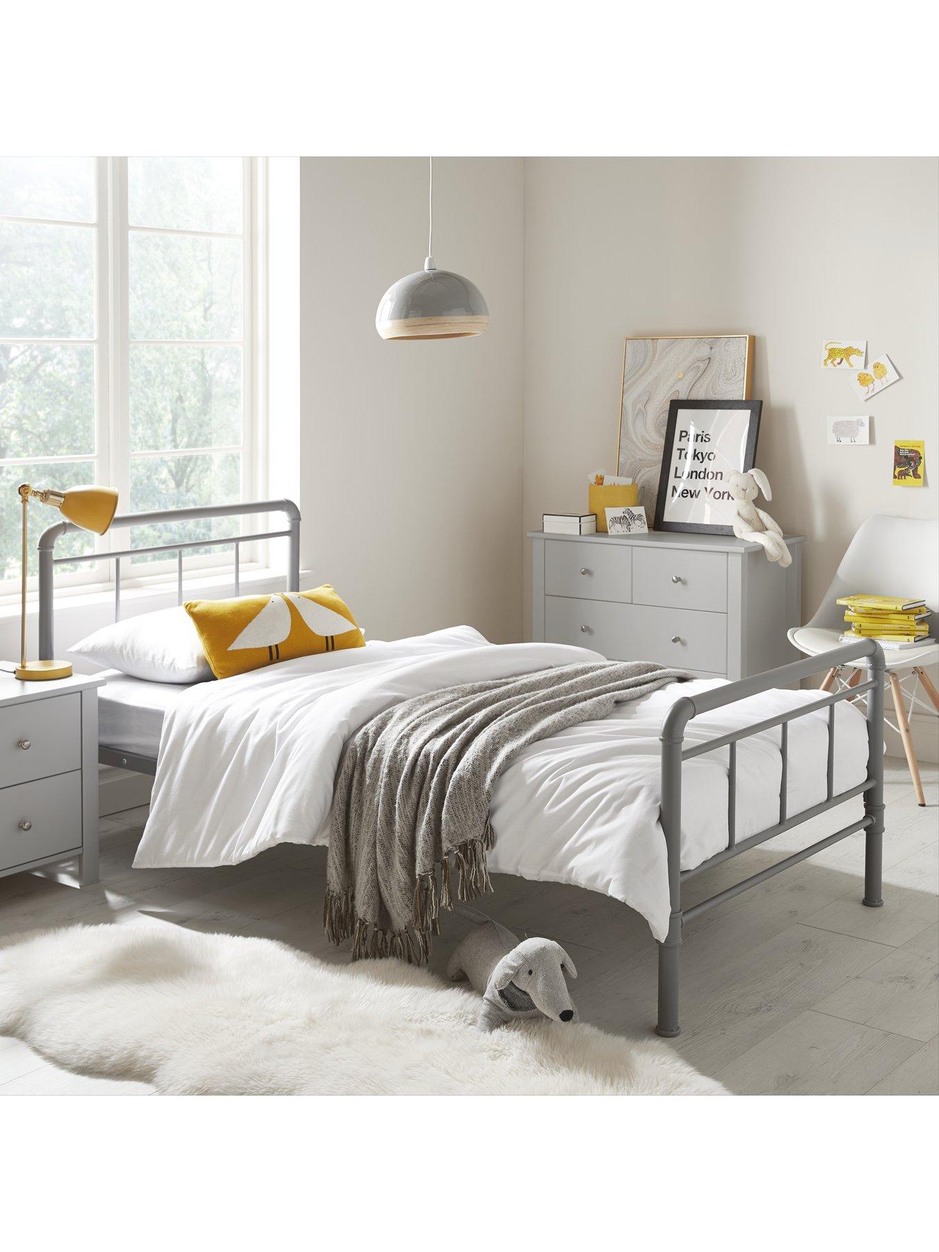 undefined Freddie Children's Metal Single Bed Frame with Mattress Options (Buy  &  SAVE!) - Grey