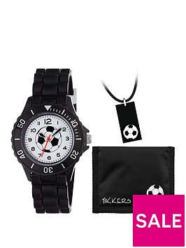 tikkers-tikkers-football-dial-black-silicone-strap-watch-with-wallet-and-dogtag-pendant-kids-gift-set