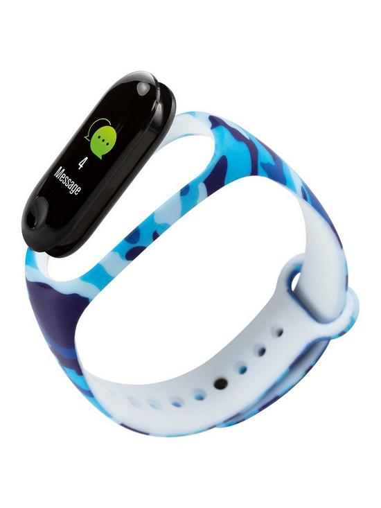 stillFront image of tikkers-digital-dial-blue-camouflage-silicone-strap-activity-tracker-kids-watch