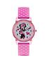  image of disney-minnie-mouse-glitter-dial-pink-heart-print-strap-kids-watch