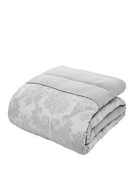 Product photograph of Catherine Lansfield Damask Jacquard Bedspread Throw - Silver from very.co.uk