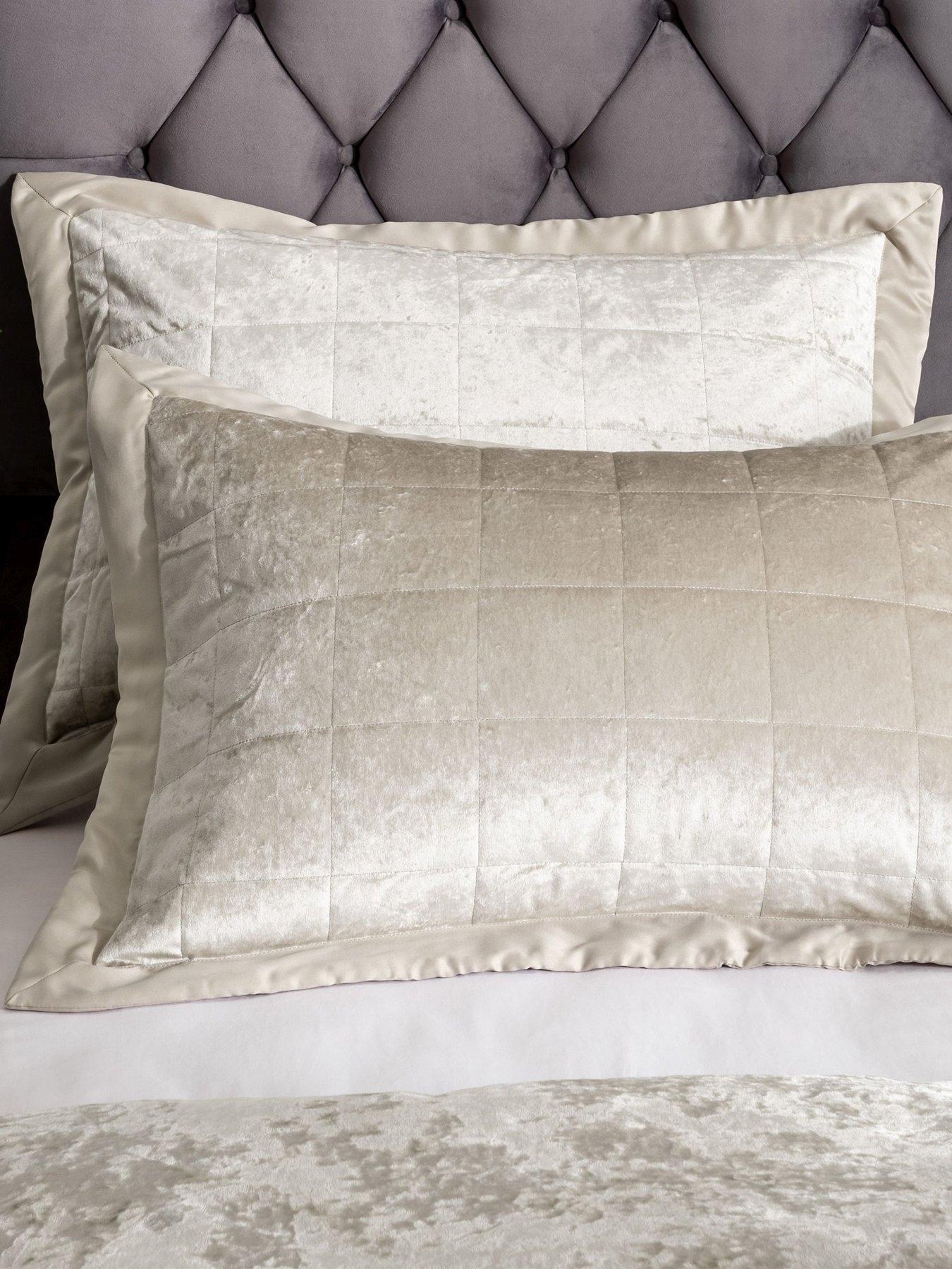 Product photograph of Catherine Lansfield Crushed Velvet Pillow Sham Pair Ndash Natural from very.co.uk