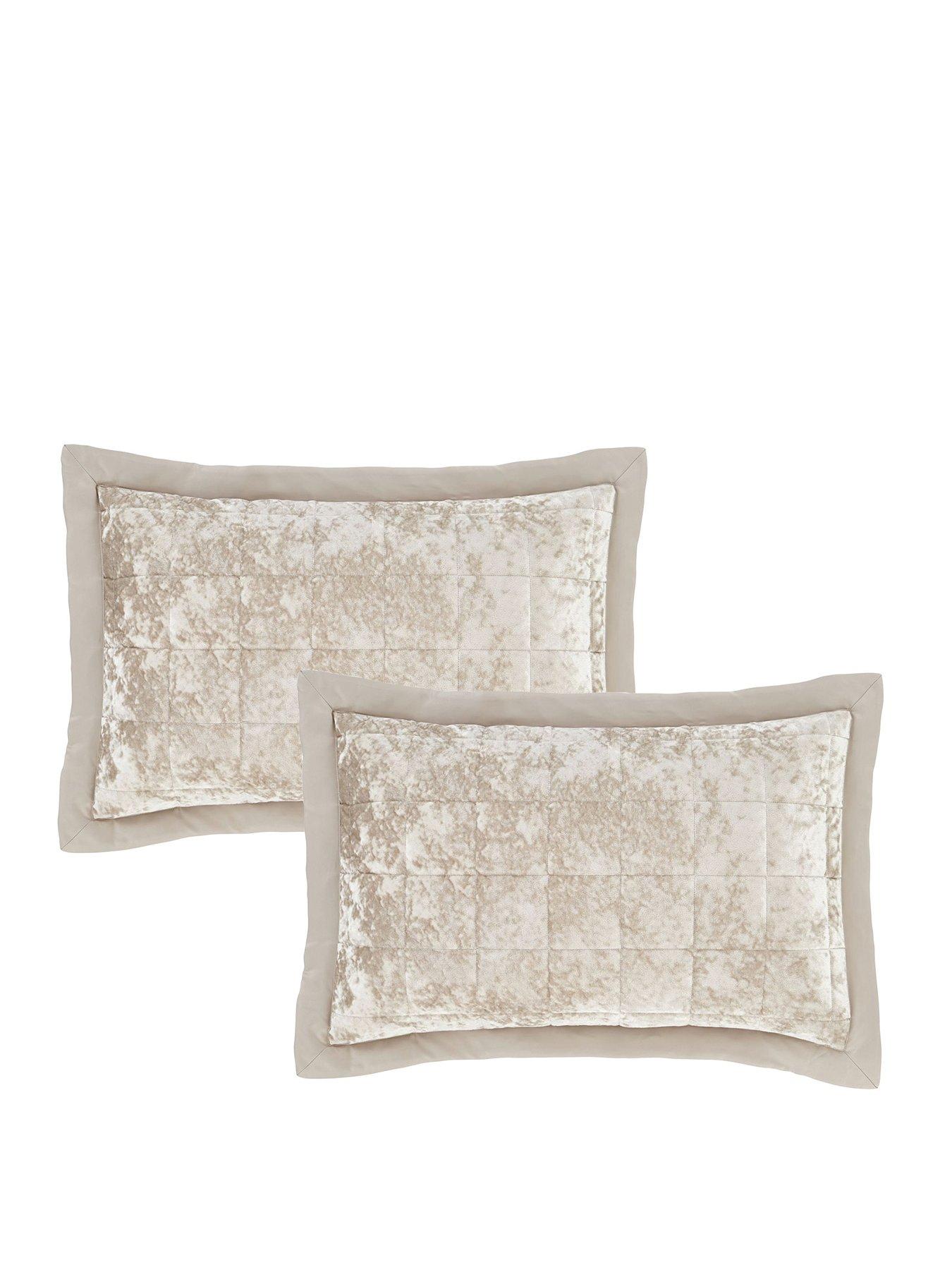 Image 2 of 4 of Catherine Lansfield Crushed Velvet Pillow Sham Pair &ndash; Natural