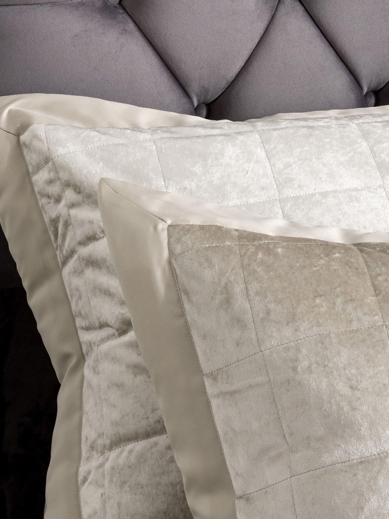 Image 4 of 4 of Catherine Lansfield Crushed Velvet Pillow Sham Pair &ndash; Natural