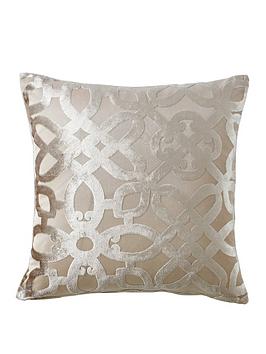 Product photograph of Catherine Lansfield Lattice Cut Velvet Cushion from very.co.uk