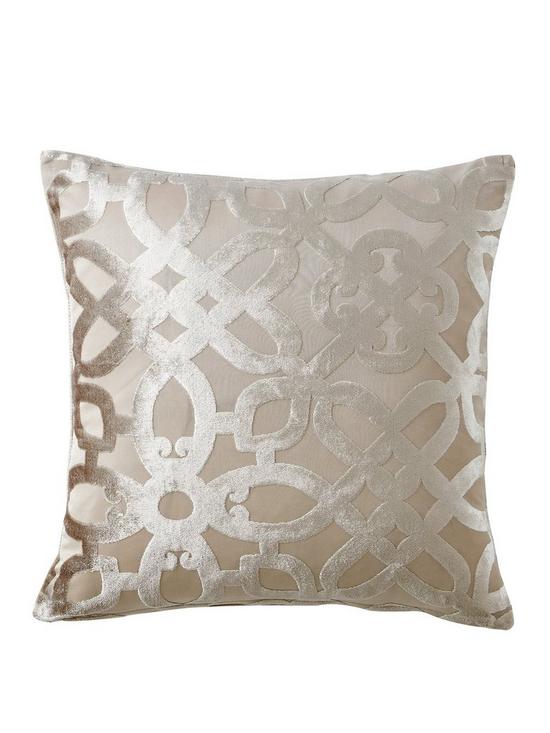 front image of catherine-lansfield-lattice-cut-velvet-cushion