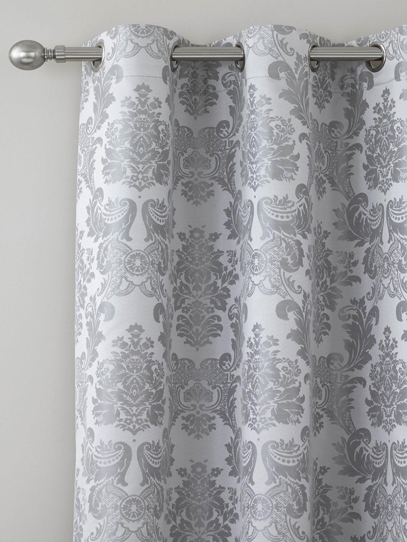 Catherine Lansfield Damask Jacquard Eyelet Lined Curtains