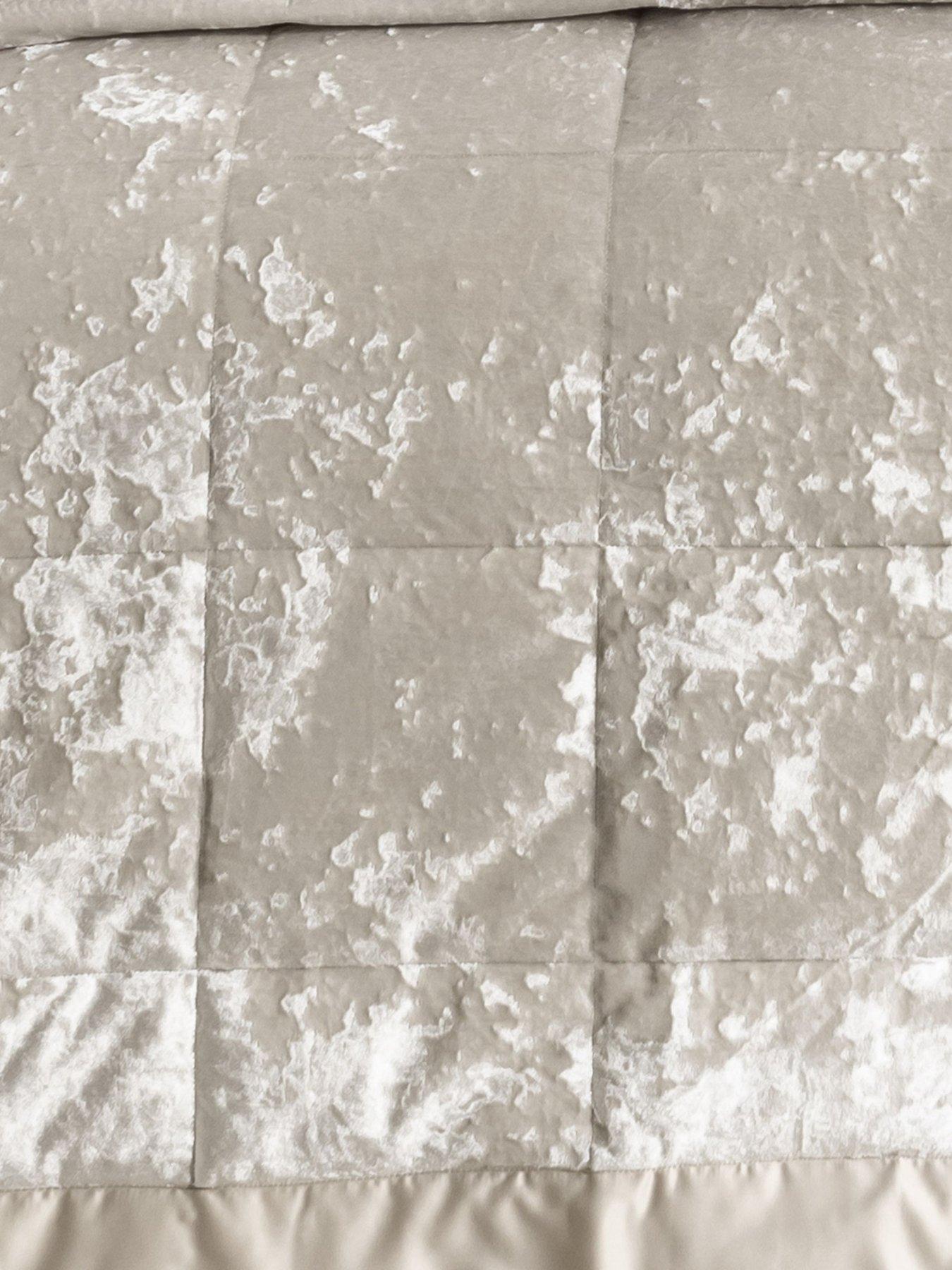 Image 3 of 4 of Catherine Lansfield Crushed Velvet Bedspread Throw - Natural