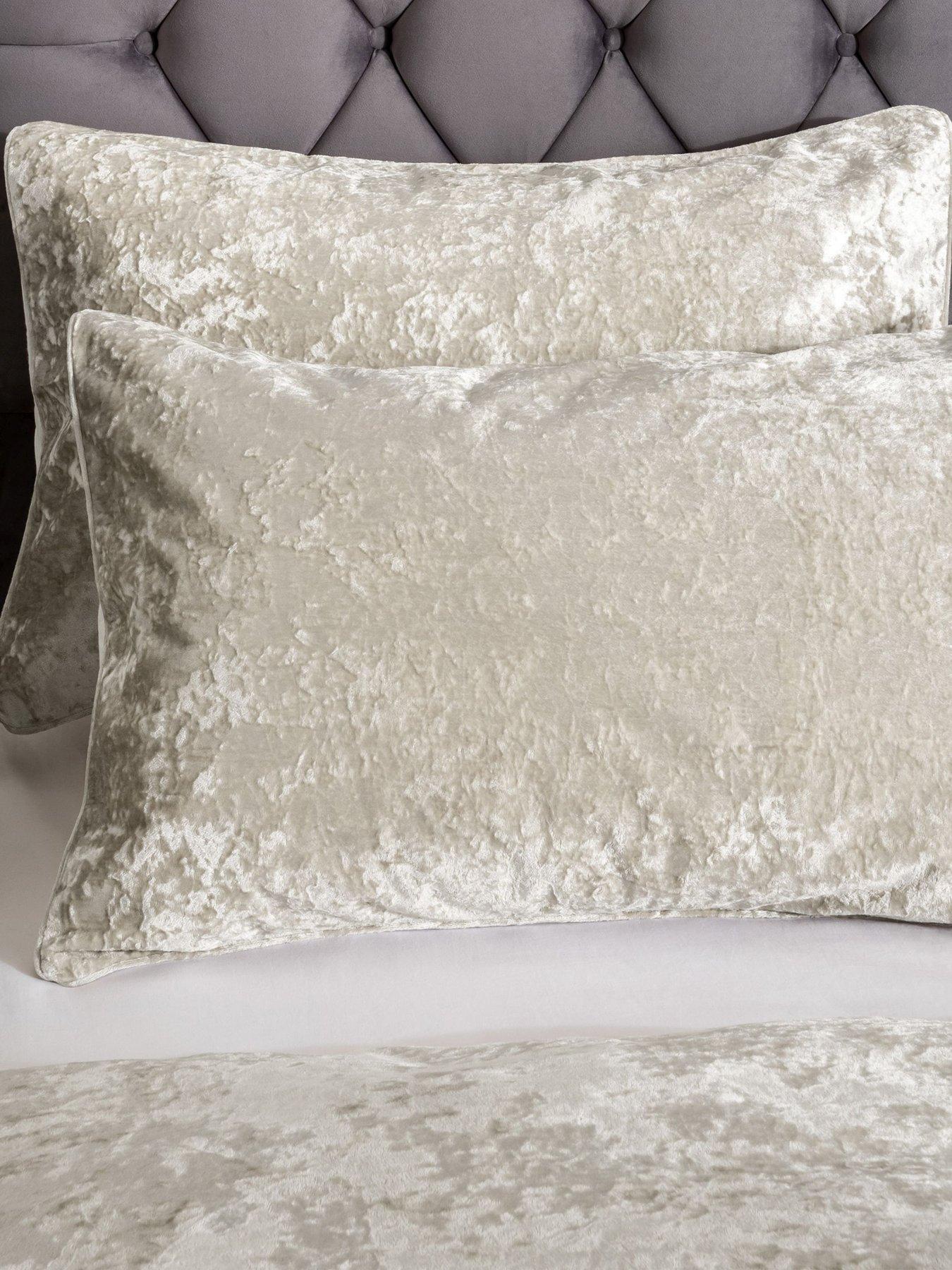 Image 3 of 5 of Catherine Lansfield Crushed Velvet Duvet Cover Set - Natural