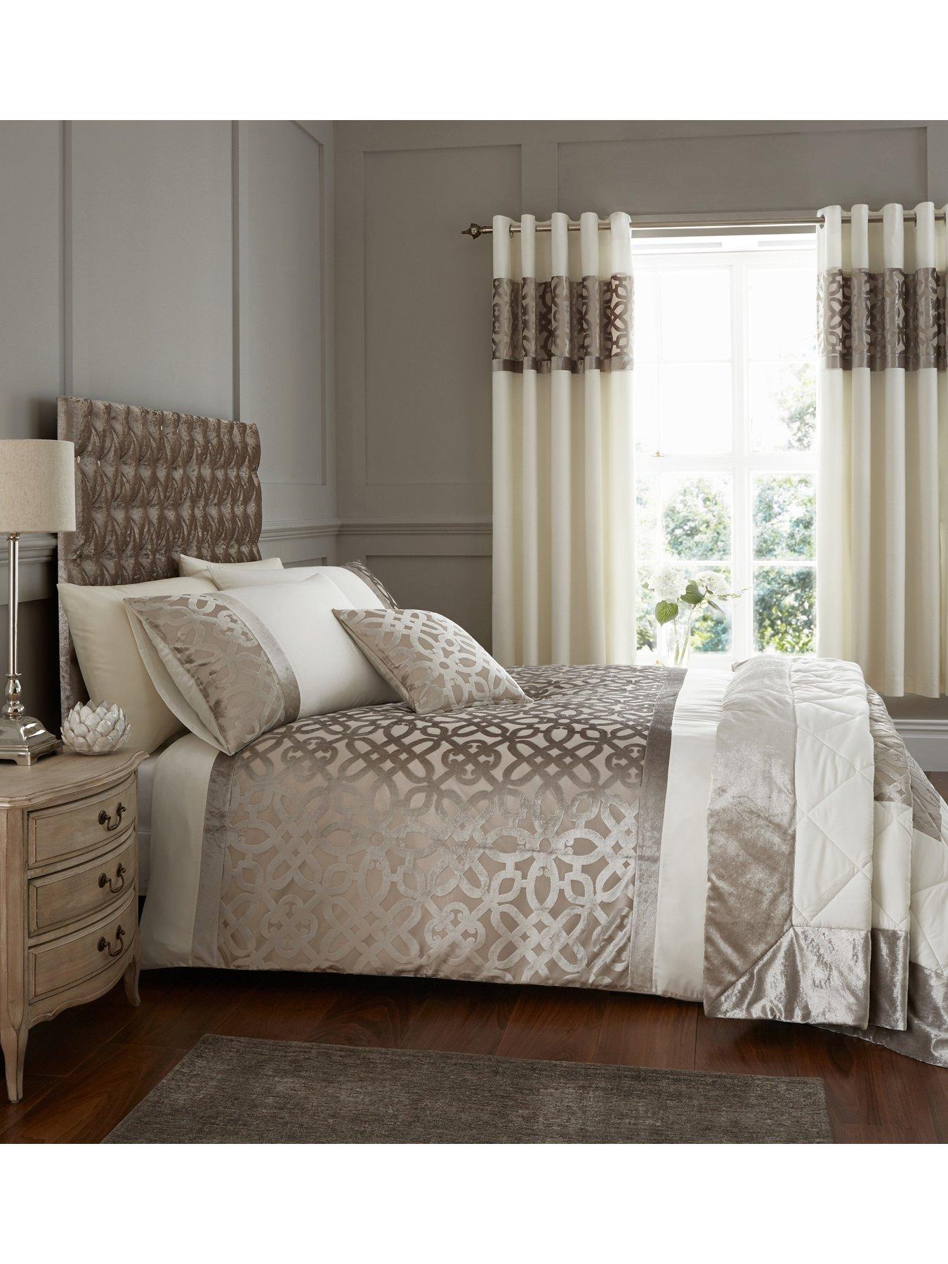 Catherine Lansfield Lattice Cut Velvet Eyelet Lined Curtains