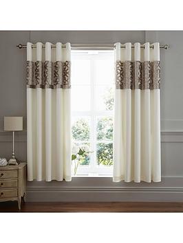 Product photograph of Catherine Lansfield Lattice Cut Velvet Eyelet Lined Curtains from very.co.uk
