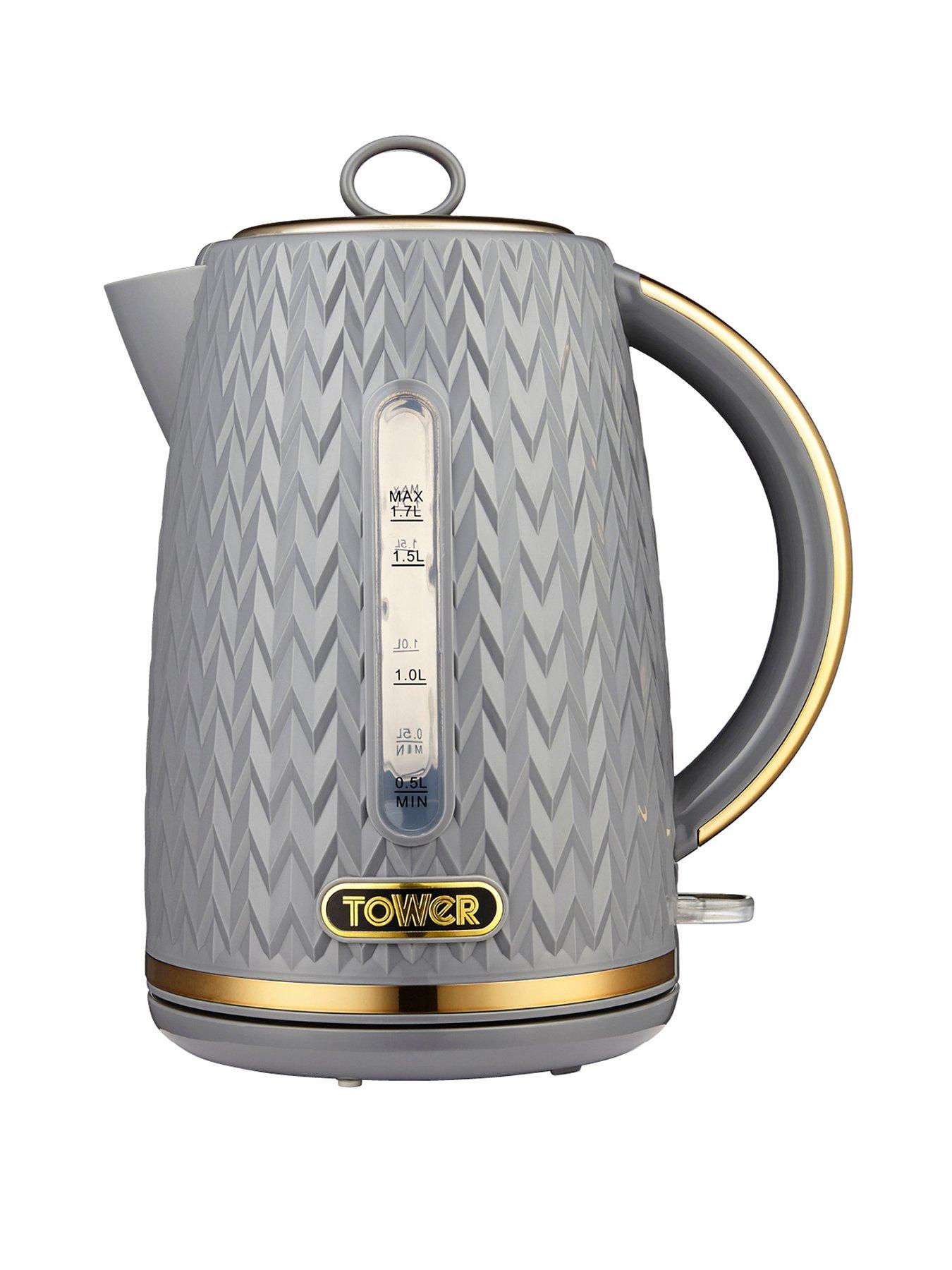 Product photograph of Tower Empire 1 7l Textured Kettle - Grey from very.co.uk