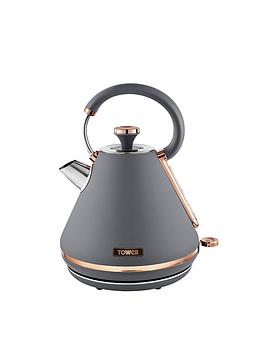 Product photograph of Tower Cavaletto 1 7l Pyramid Kettle - Grey Amp Rose Gold from very.co.uk