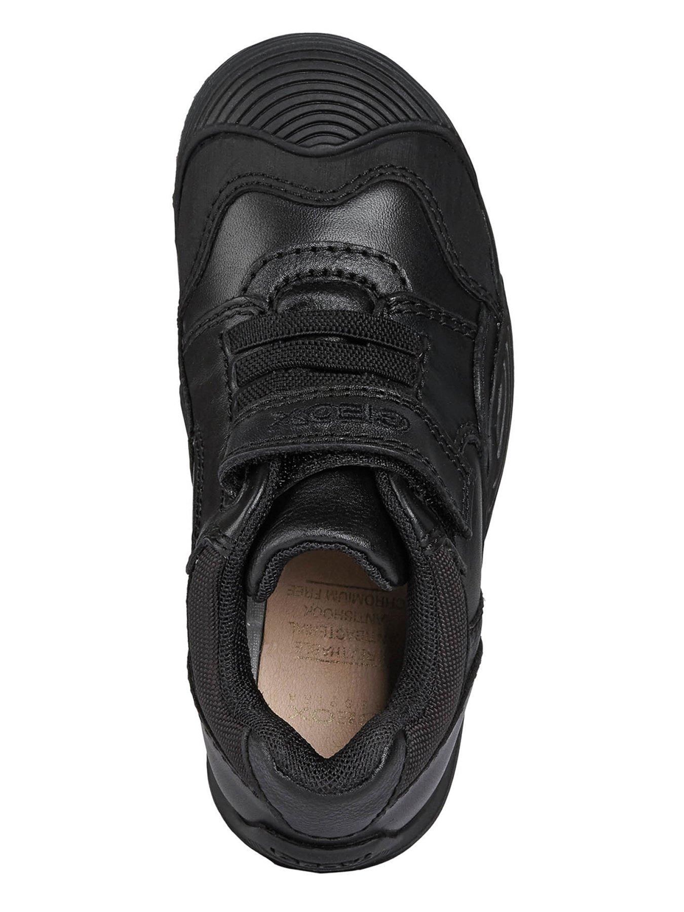 Kids Boys Savage Leather Strap and Lace School Shoe - Black