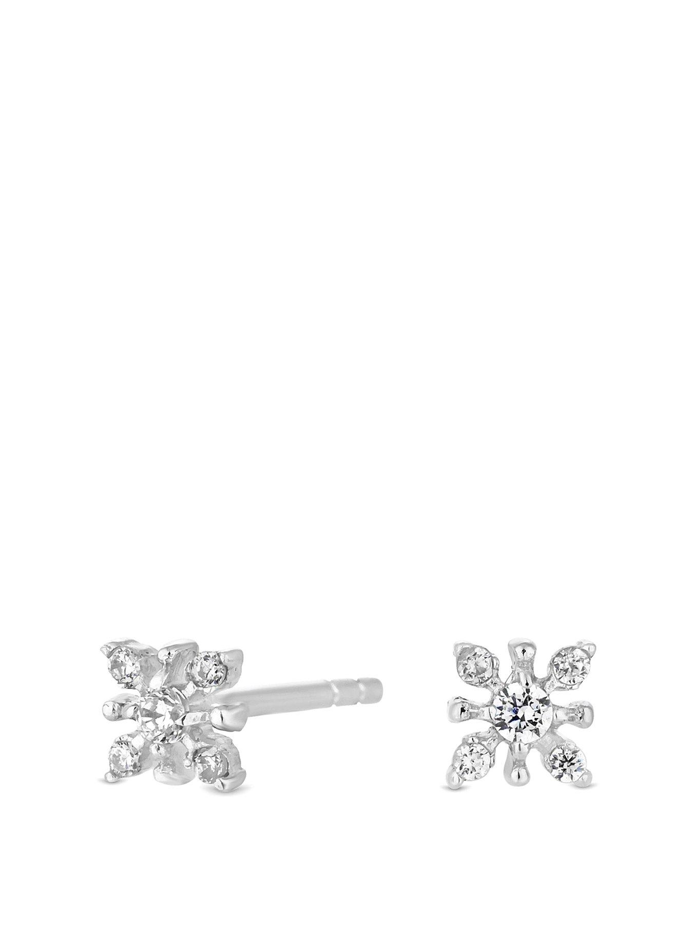 Product photograph of Simply Silver Sterling Silver 925 With Cubic Zirconia Floral Mini Stud Earrings from very.co.uk