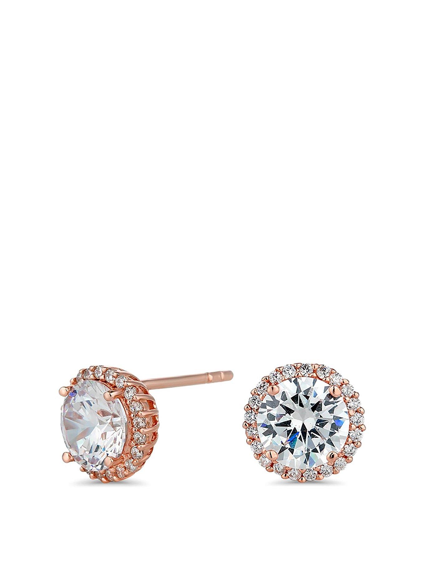 Jewellery & watches 14ct Rose Gold Plate Halo Studs