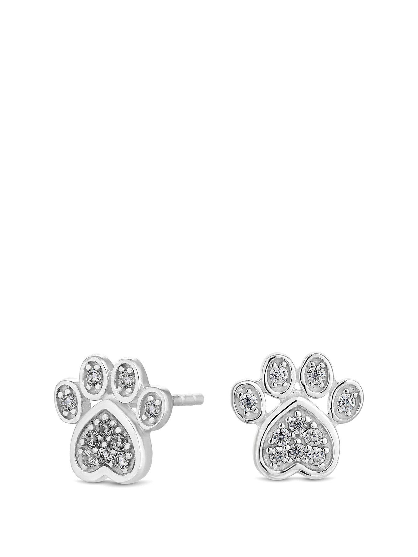 Sterling silver paw print earrings deals
