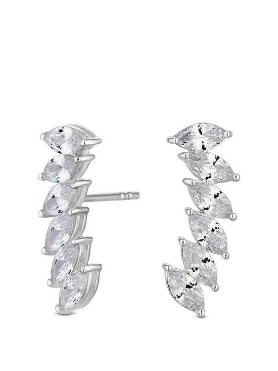 front image of simply-silver-cubic-zirconia-marquise-ear-climber-earrings