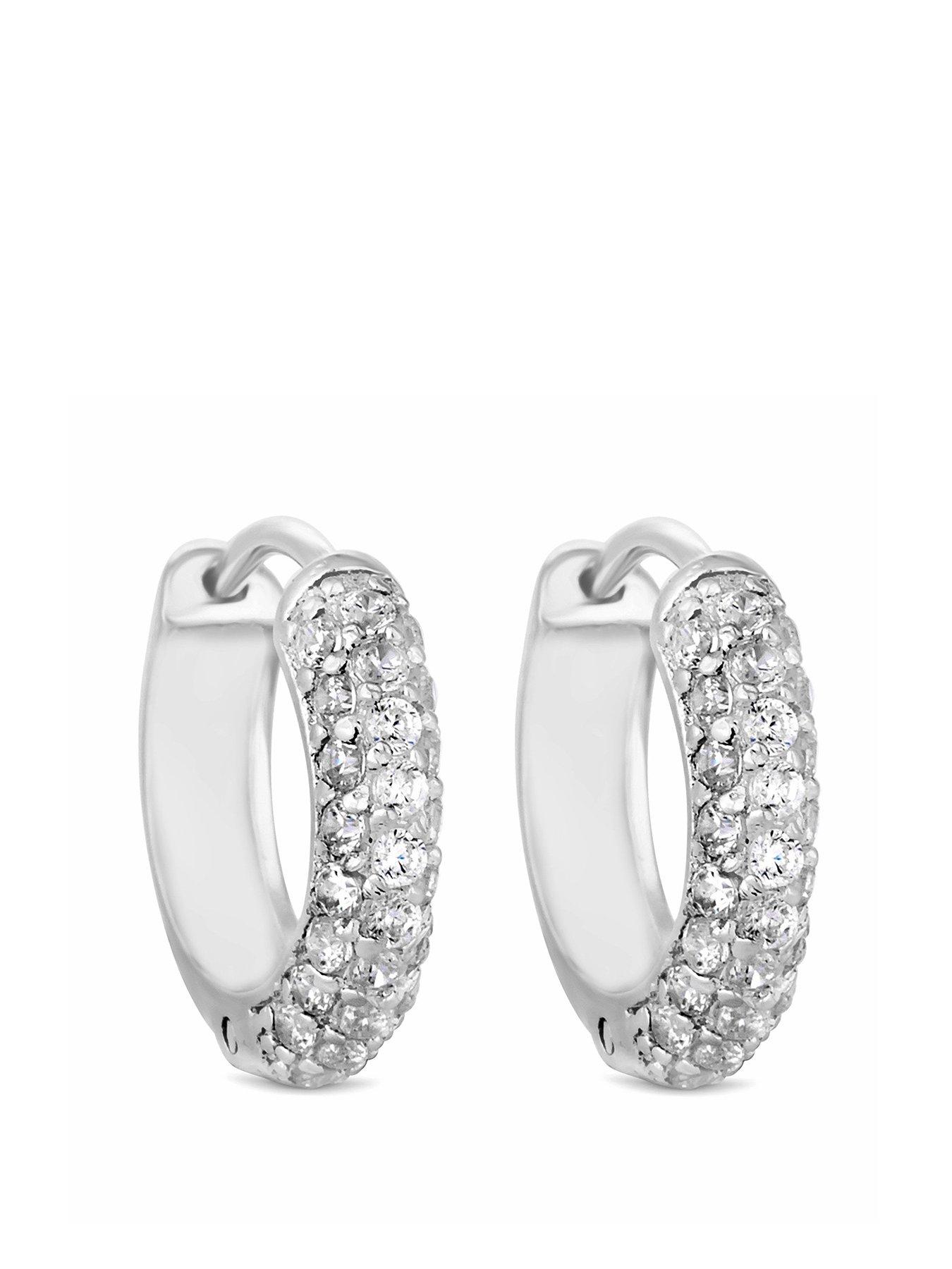 Product photograph of Simply Silver Sterling Silver 925 With Cubic Zirconia Mini Hoop Earrings from very.co.uk