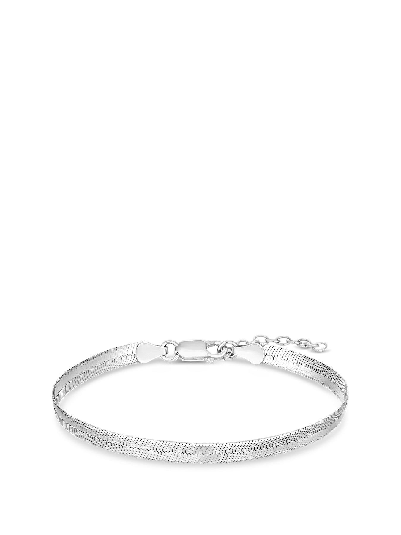 Product photograph of Simply Silver Sterling Silver 925 Herringbone Bracelets from very.co.uk