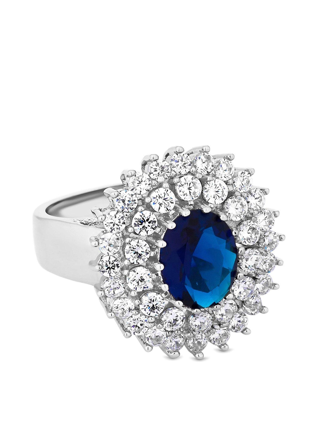 Product photograph of Jon Richard Blue Cubic Zirconia Montana Large Vintage Style Ring from very.co.uk