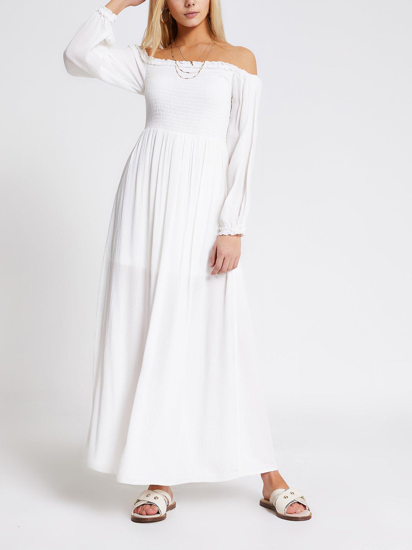 river island white linen dress