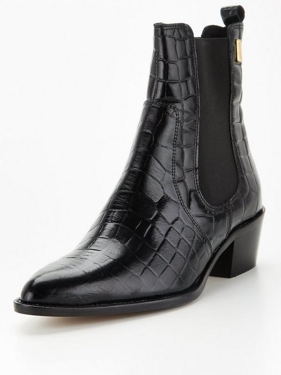front image of barbour-international-zara-leather-pointed-toe-ankle-boot-black