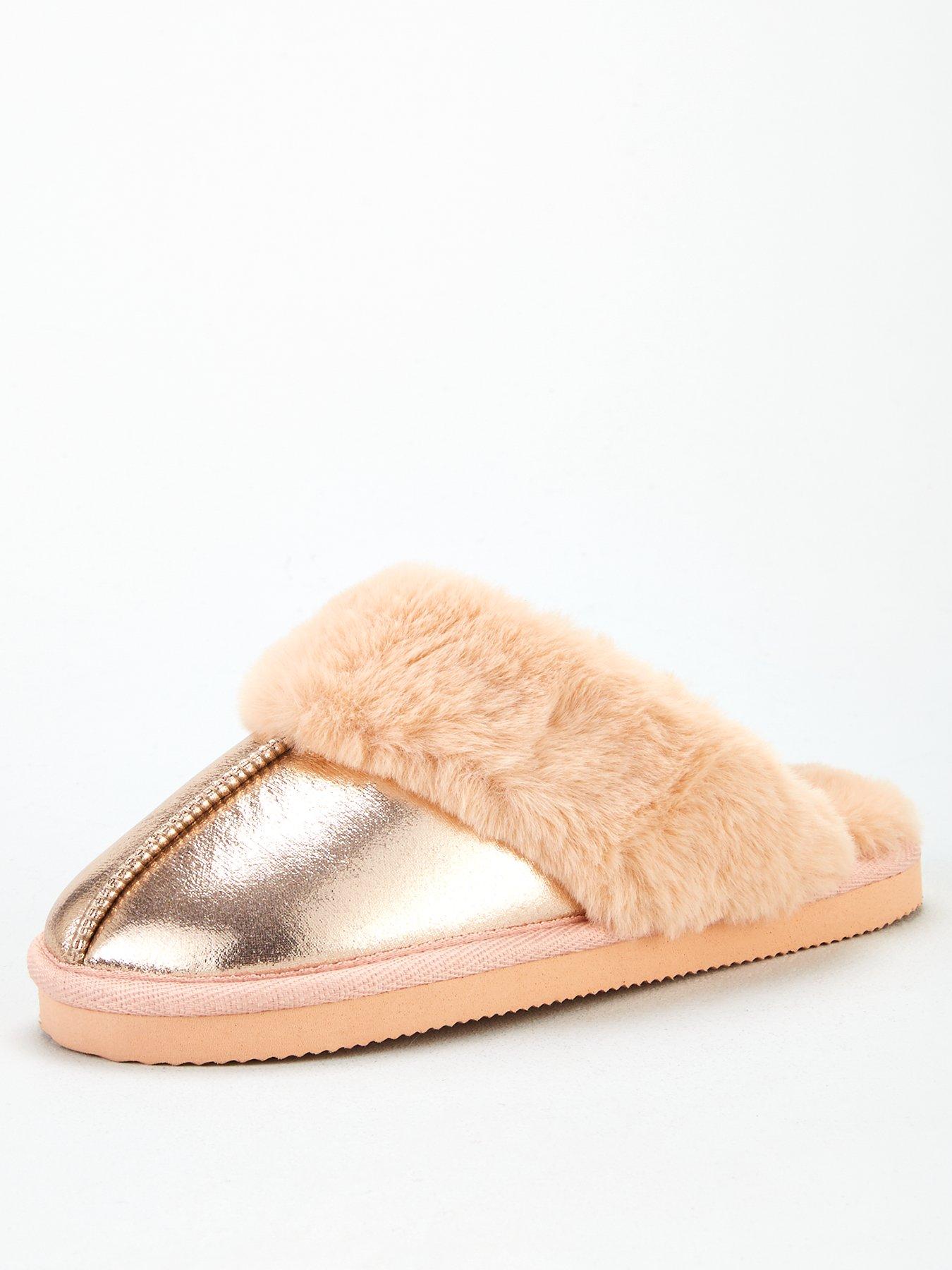 gold mule slippers