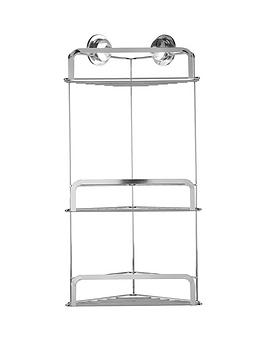 Product photograph of Croydex Stick Lsquo N Rsquo Lock Three-tier Corner Basket from very.co.uk