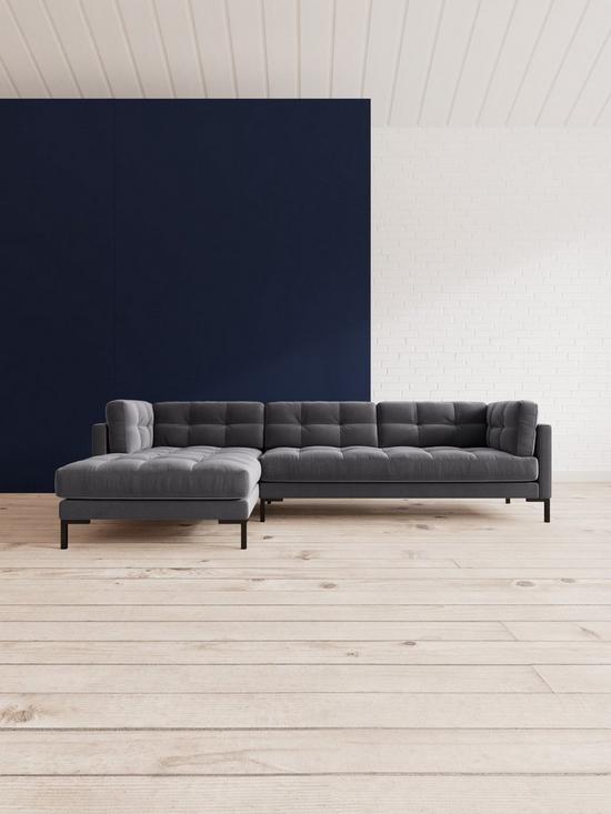 front image of swoon-landau-fabric-left-hand-corner-sofa