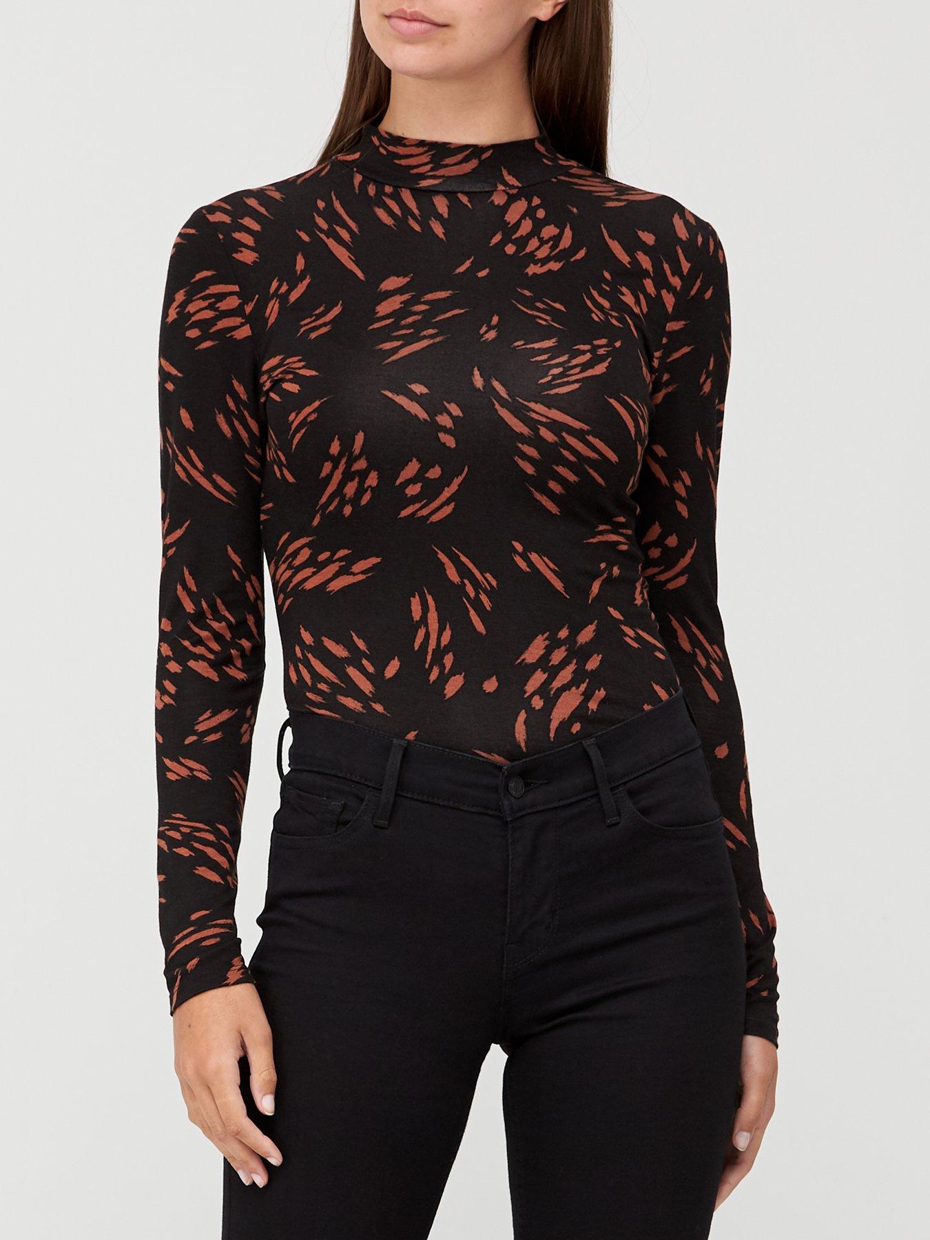 V By Very Long Sleeve Turtle Neck T Shirt Animal Print Very Co Uk