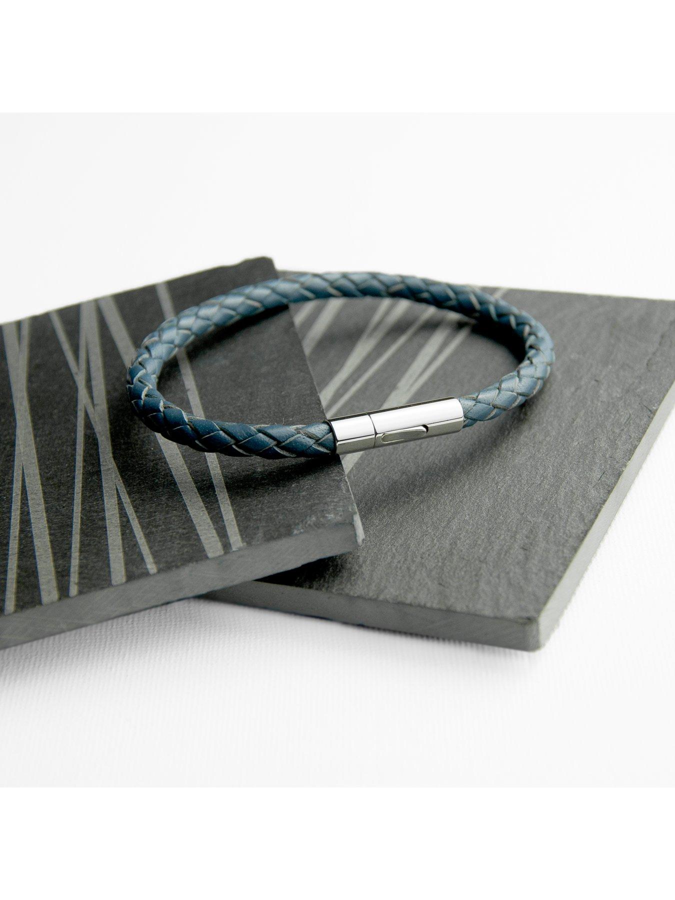 Image 2 of 5 of Treat Republic Personalised Men's Capsule Tube Woven Bracelet In Aegean Blue
