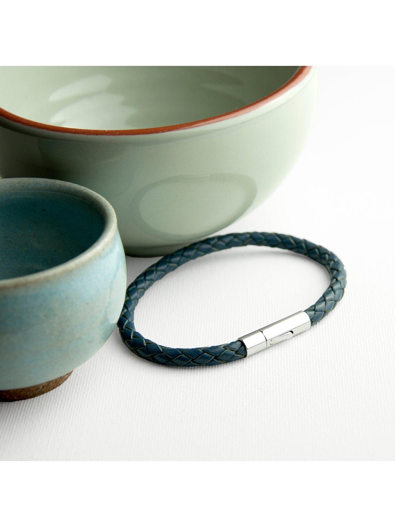 Image 3 of 5 of Treat Republic Personalised Men's Capsule Tube Woven Bracelet In Aegean Blue