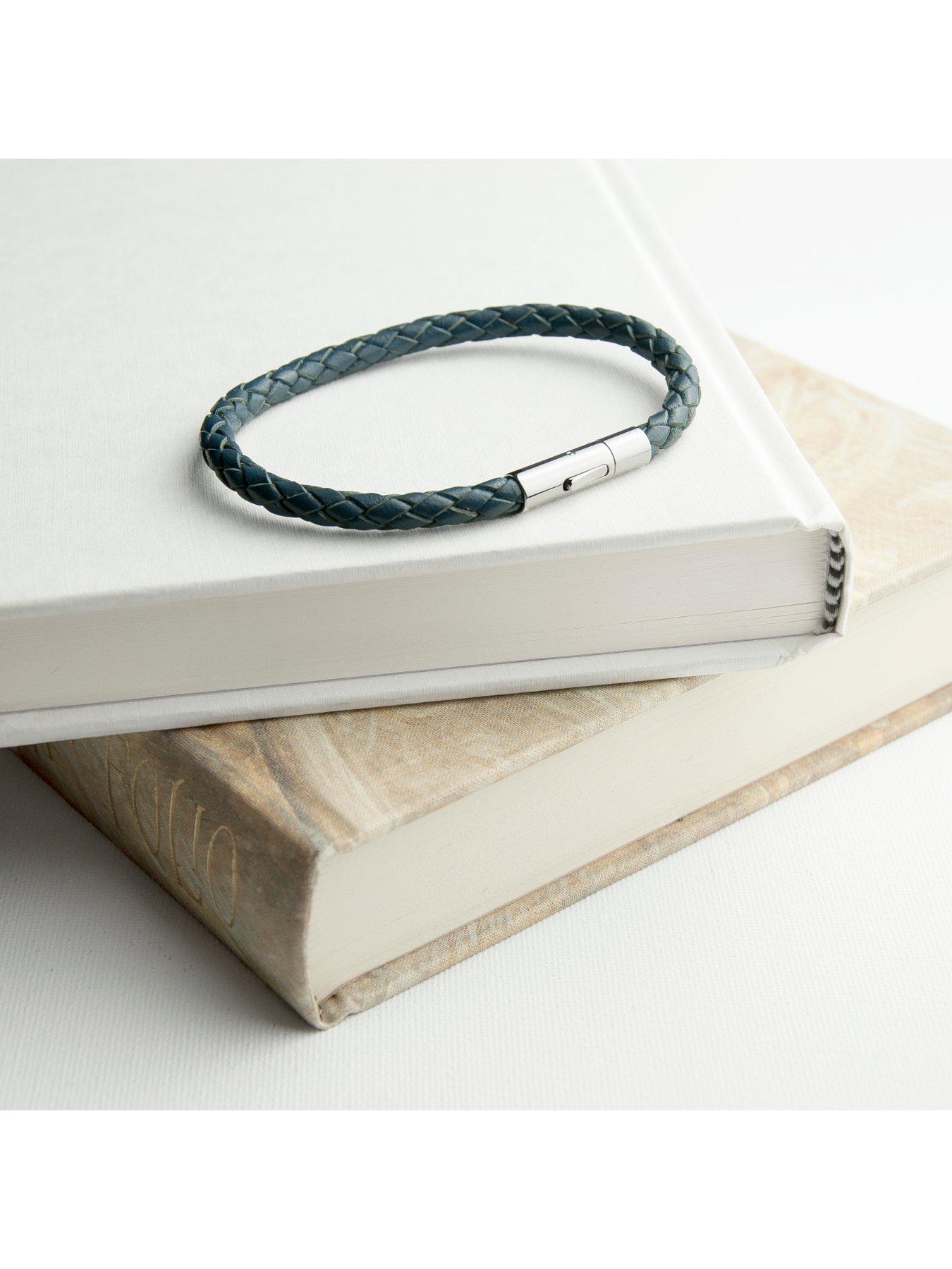 Image 5 of 5 of Treat Republic Personalised Men's Capsule Tube Woven Bracelet In Aegean Blue
