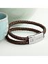  image of treat-republic-personalised-mens-dual-leather-woven-bracelet-in-umber