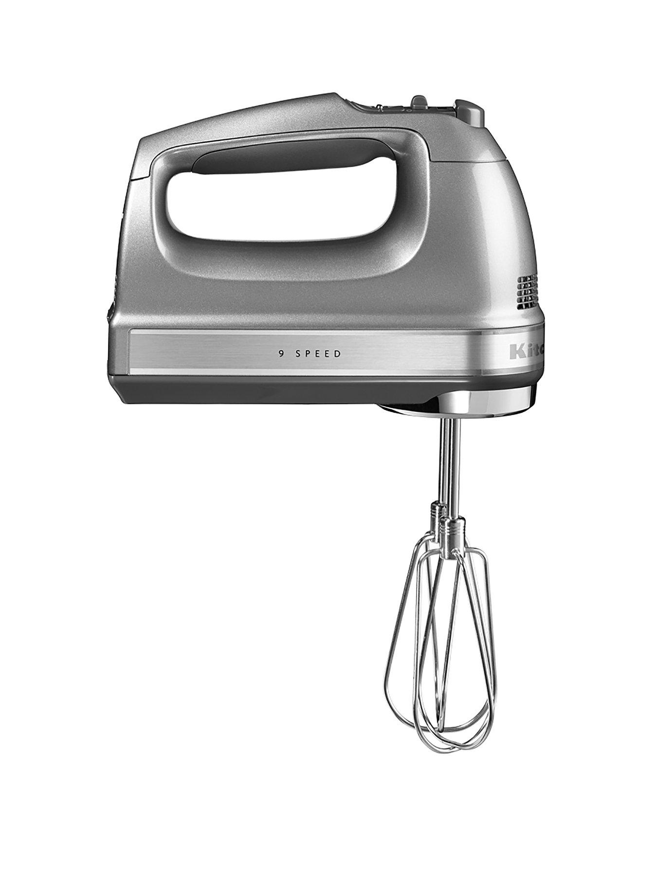 Product photograph of Kitchenaid 9-speed Hand Mixer - Contour Silver from very.co.uk