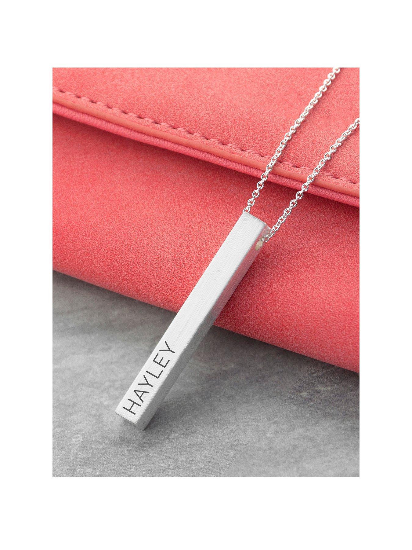 Product photograph of Treat Republic Personalised Matt Vertical Bar Necklace from very.co.uk