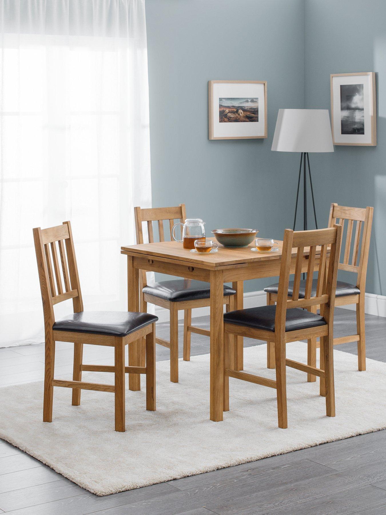 Product photograph of Julian Bowen Coxmoor 120 Cm Extending Dining Table And 4 Chairs from very.co.uk