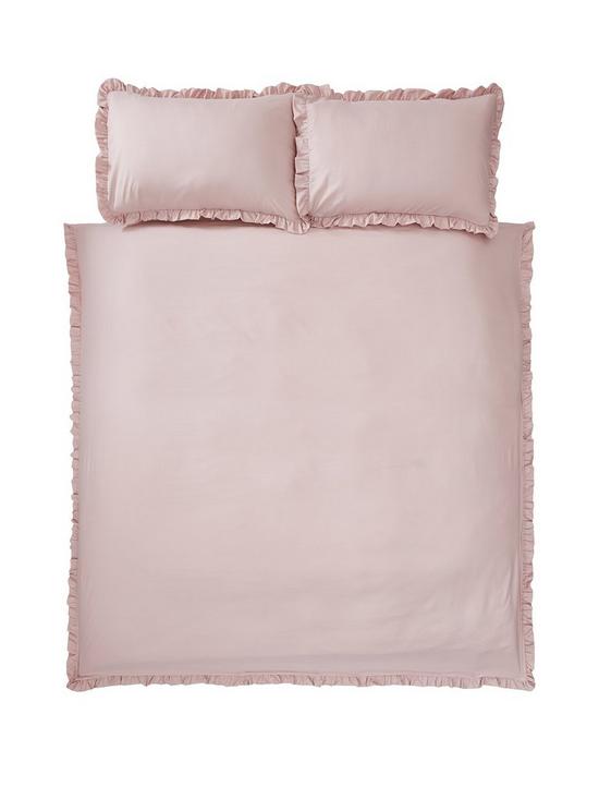 stillFront image of everyday-collection-ruffle-edge-duvet-cover-set--nbsp-pink