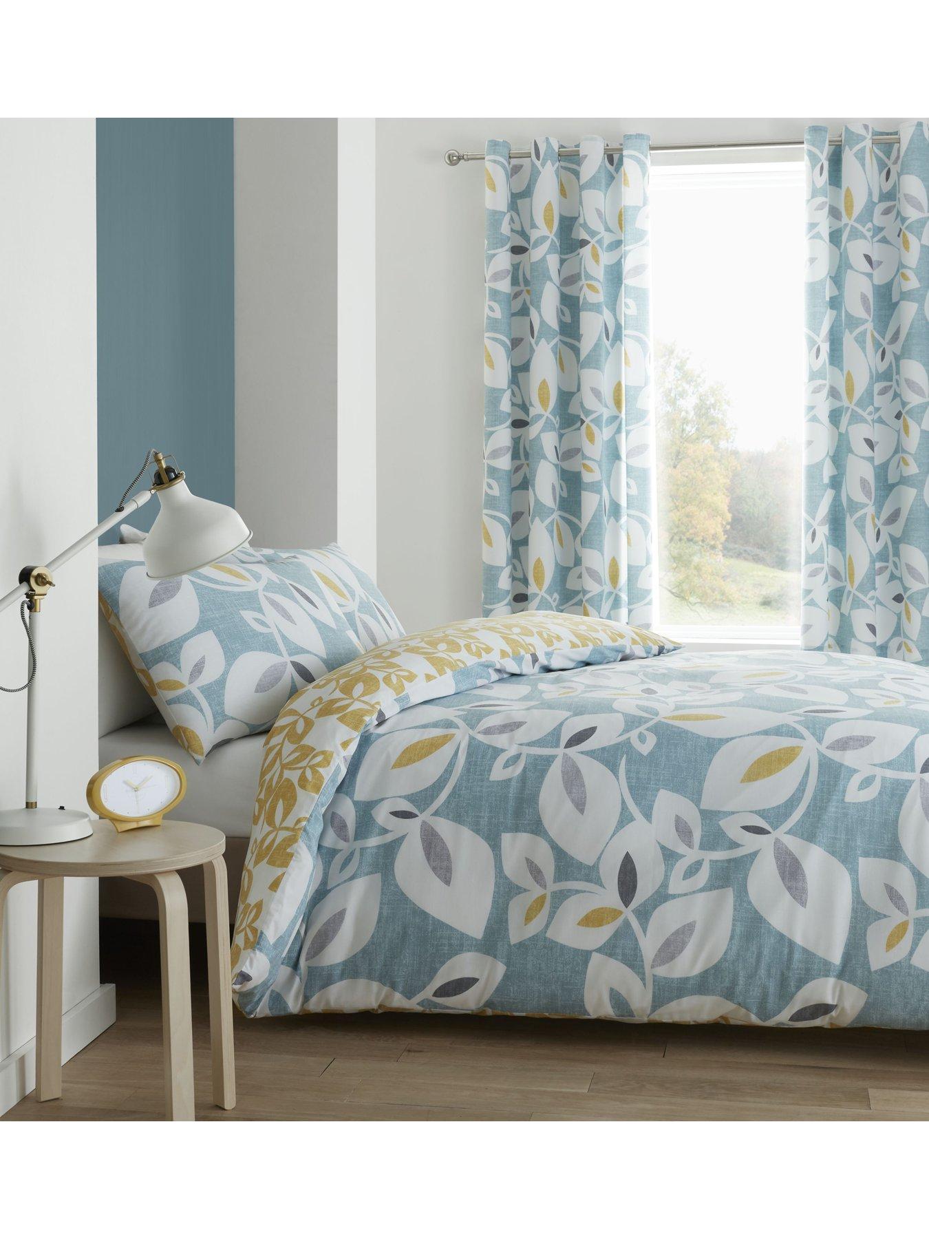 Image 1 of 6 of Catherine Lansfield Inga Leaf Duvet Cover Set - Teal
