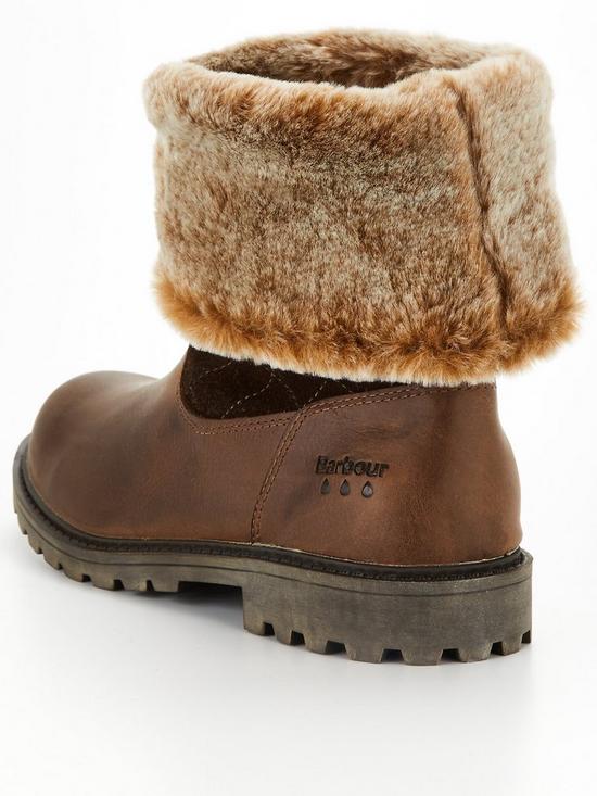 stillFront image of barbour-hareshaw-leather-faux-fur-trim-boot-brown