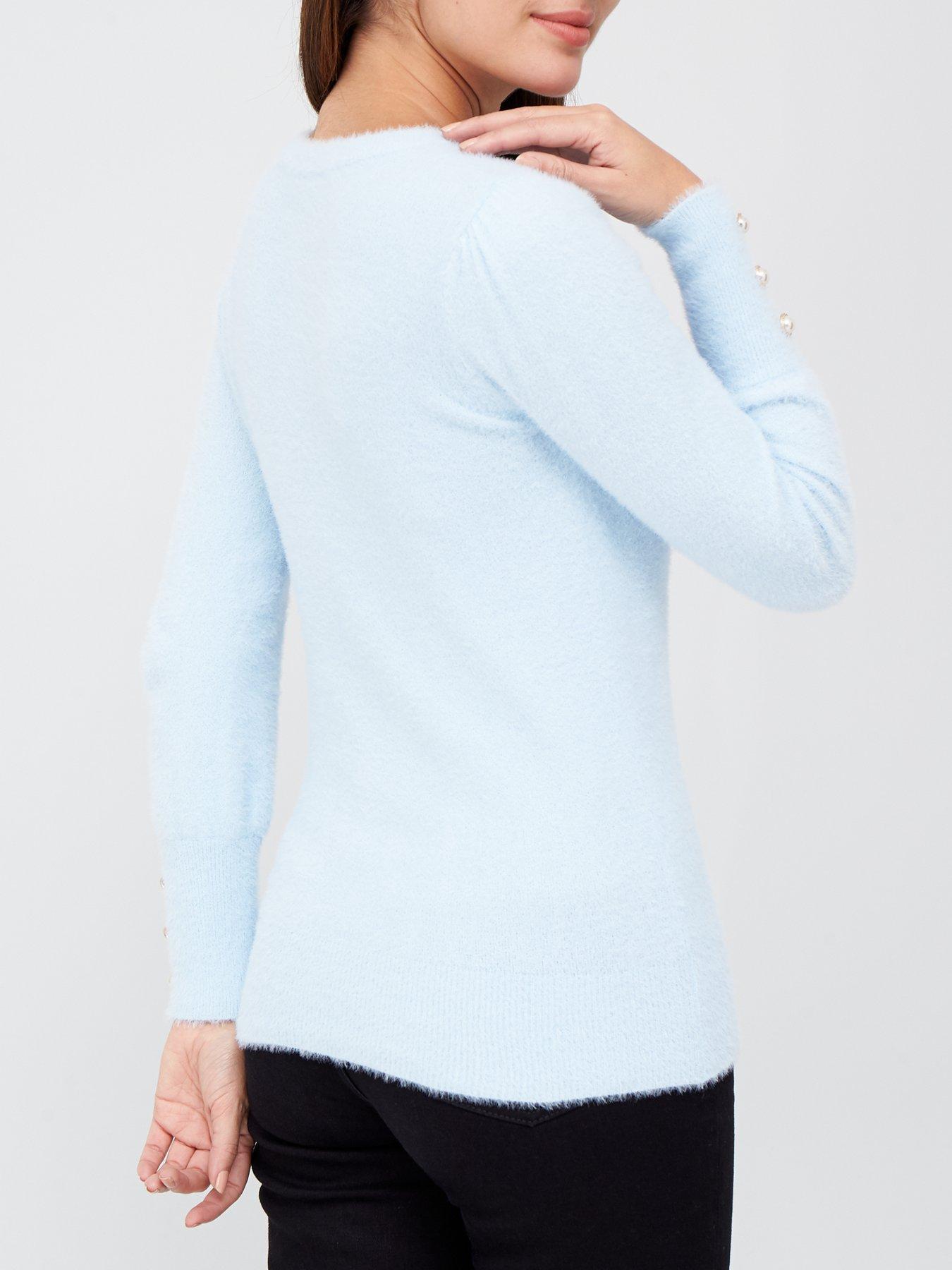 pale blue fluffy jumper