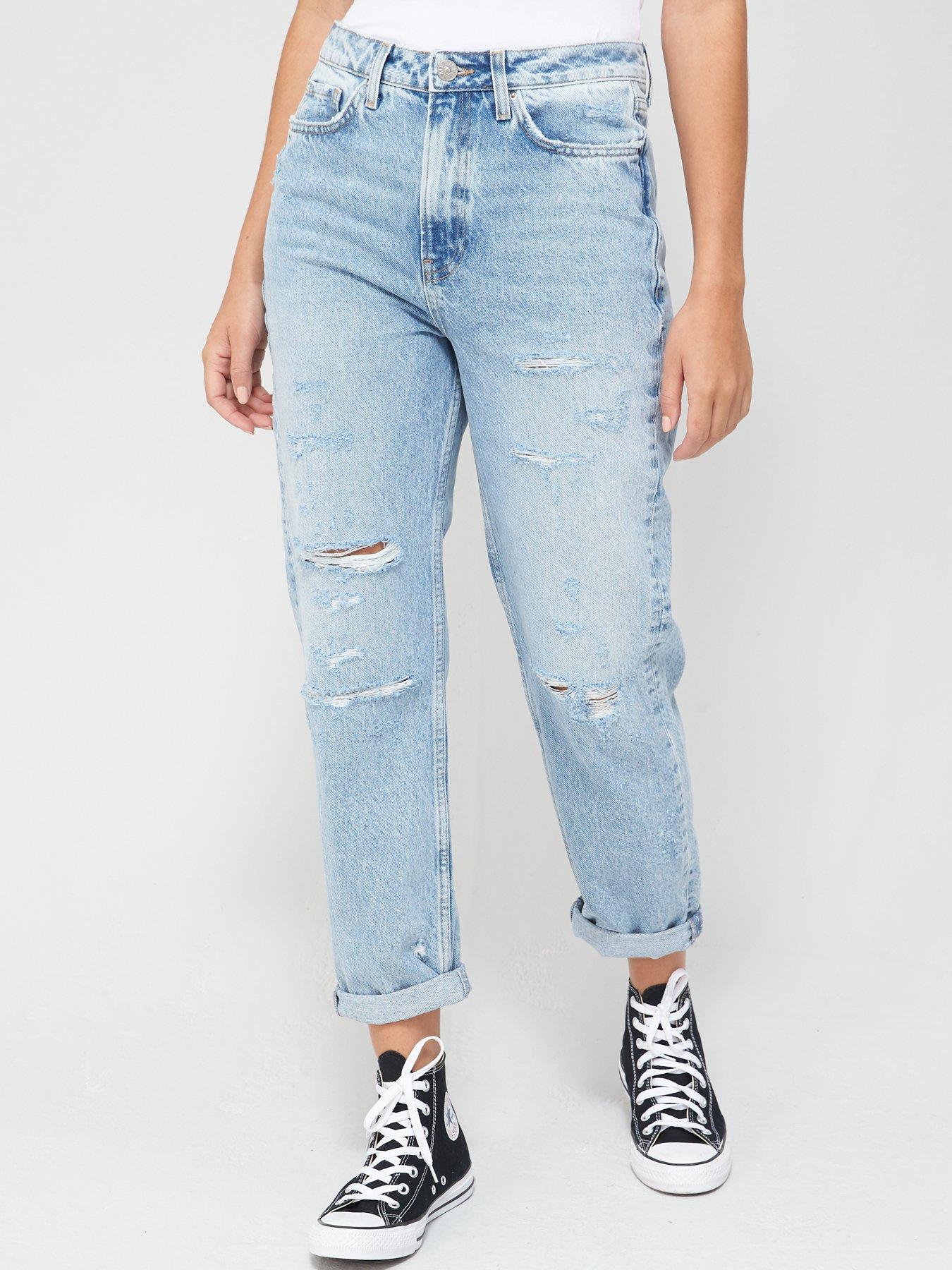 high waisted mom jeans stretch