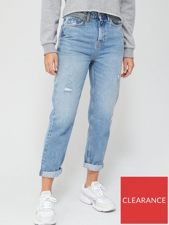 front image of v-by-very-high-waist-mom-jean-mid-wash