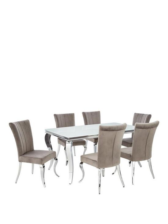stillFront image of very-home-grace-160-cmnbsprectangle-dining-tablenbspnbsp6-chairs-whitechrome