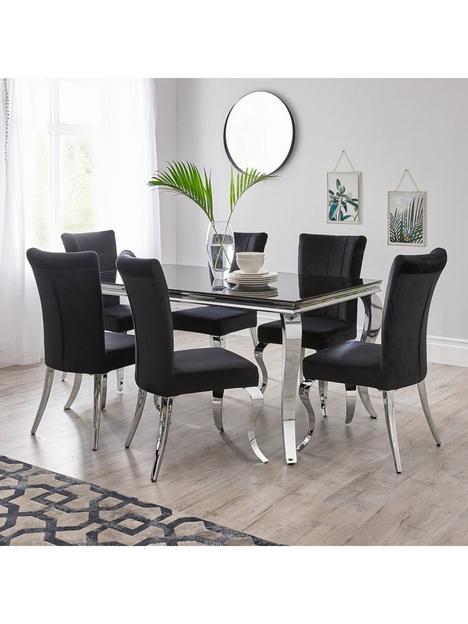 grace-160-cmnbsprectangle-dining-tablenbspnbsp6-chairs-blackchrome